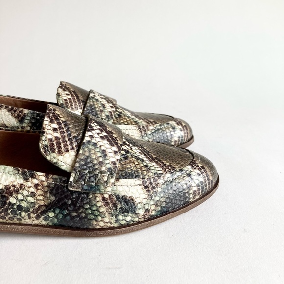 New Madewell Green Brown Beige Snake Skin Leather Loafers size 7.5 - Picture 5 of 13